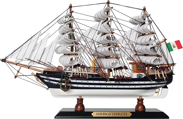 Wooden Model Ship Amerigo Vespucci 1/300 Scale Ship Model Sailboat Decor Wooden Model Ship Amerigo Vespucci 1/300 Scale Ship Model Sailboat Decor