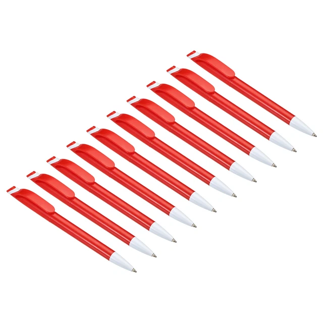 14Pcs Rotary Ballpoint Pens Medium Point 1mm Black Ink Plastic Twist Pens Red
