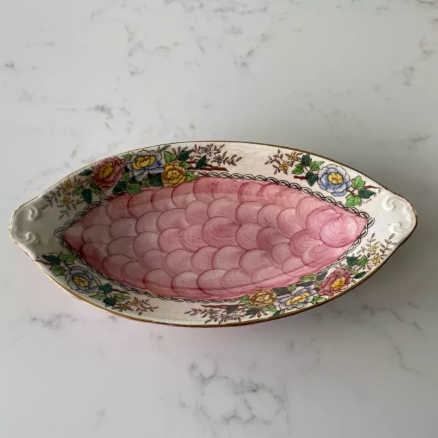 MALING Pottery Lustre Ware PINK Peony Rose Plate Dish Made in Newcastle England