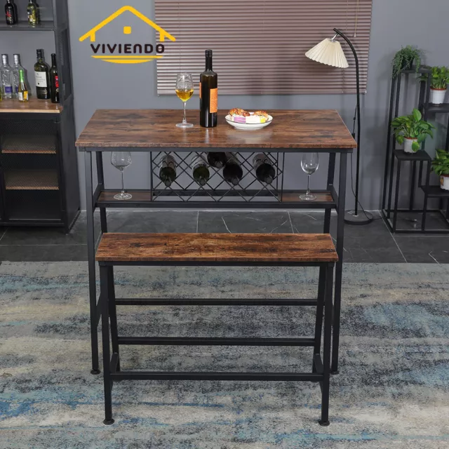 Viviendo Bench Seating Dining Table Bar Table Dining Set Industrial Style 2