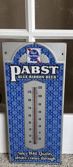 Vintage PBR Pabst Blue Ribbon Beer Metal Bar Advertising Wall Thermometer Sign