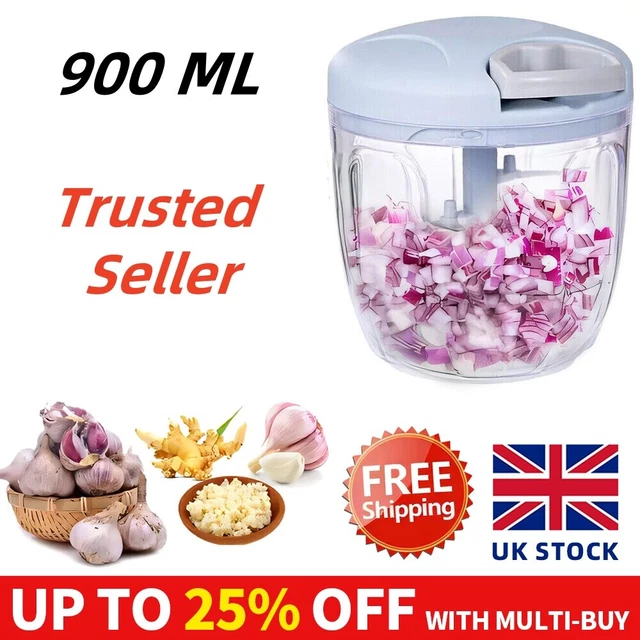 UK 900ML PULL Cord Pulling Food Chopper Manual Vegetable Slicer Hand ...
