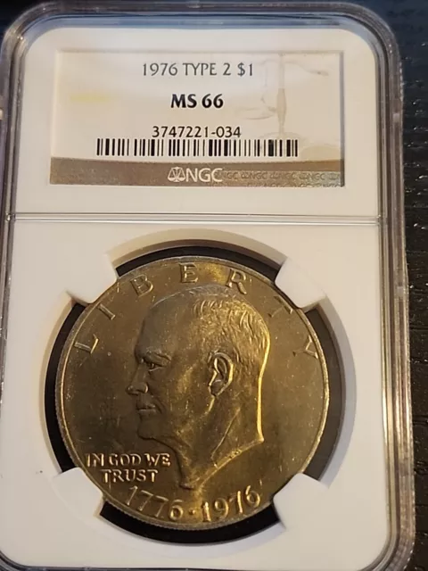 1976 Type2 Clad Uncirculated Toned Eisenhower  Dollar NGC MS66 Free Shipping