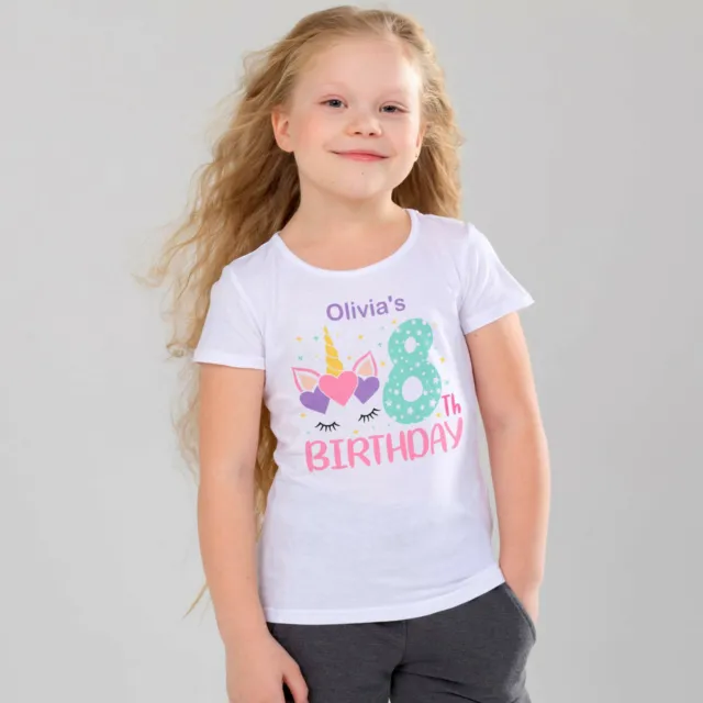 Personalised Unicorn Age Tshirt. 100% Cotton child/kids/toddler/baby