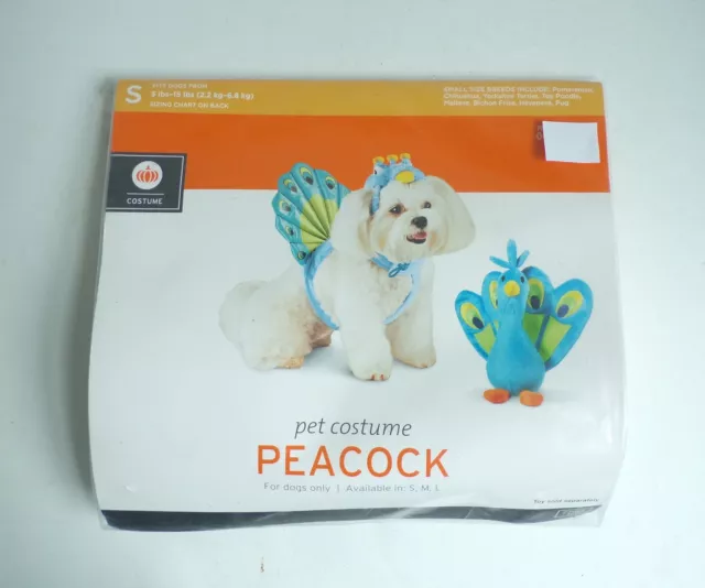 Halloween Dog Costume Peacock Size Small 5 -15 lbs 2.3 -6.8 kg Dress Up Outfit