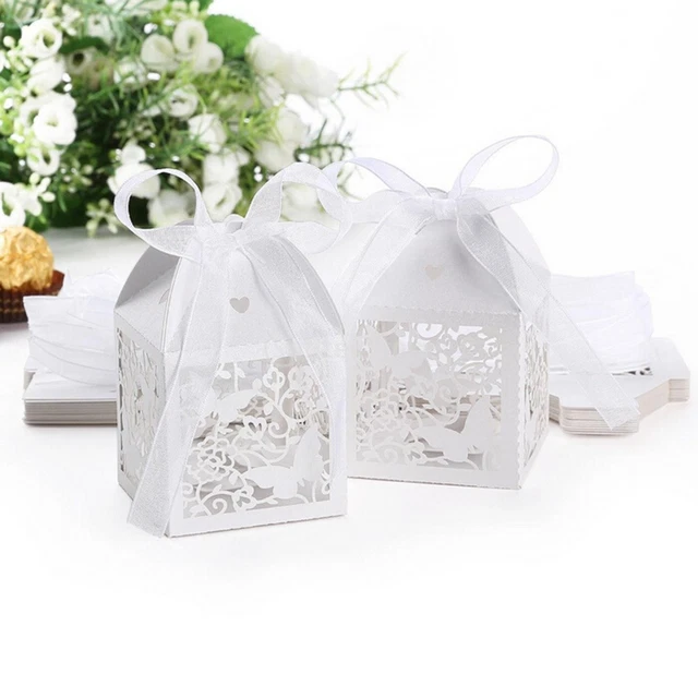 10/50/100x Wedding Party Favor Butterfly Paper Candy Gift Boxes With Ribb'UR