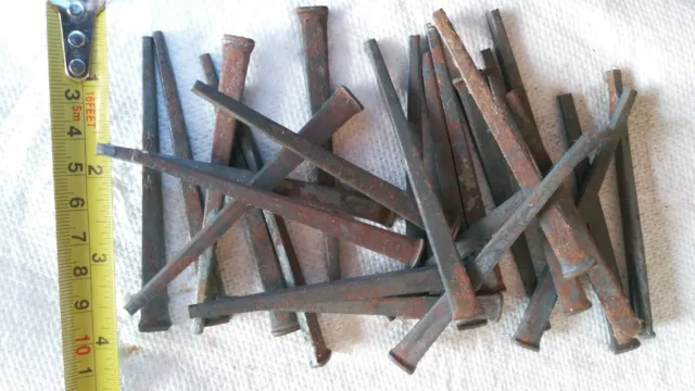 Lot of 50 Vintage Antique Press Square Cut 3 1/2” Nails, new old stock for craft