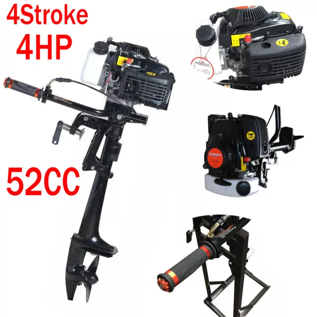 4 HP 4 Stroke Outboard Motor Fishing Boat Engine Air Cooling System 52cc Fast！