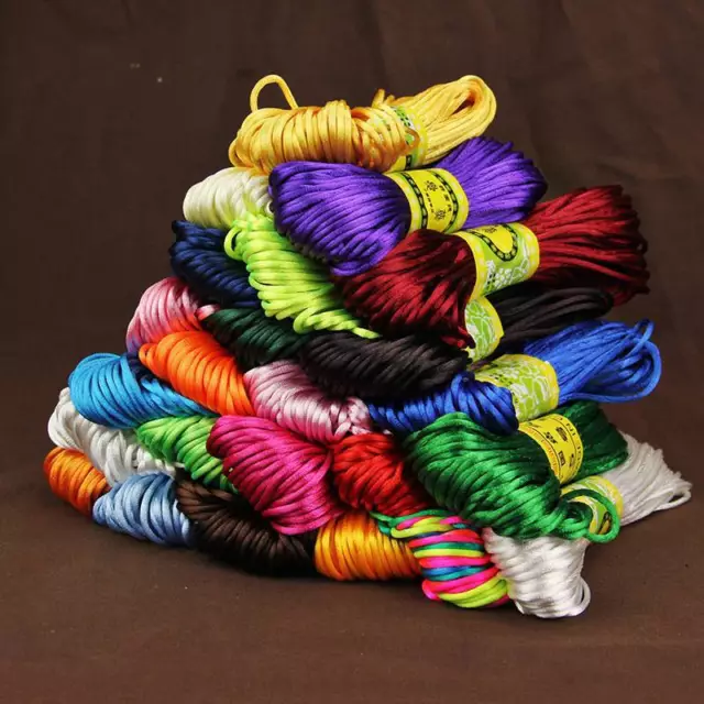 20m x 2mm Kumihimo String Knot Rope Thread Nylon Cord Rattail Satin Braiding DIY