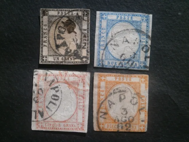 Timbres Stamps Deux Siciles 1861 Yvert n° 12 à 15 Oblitéré X Victor Emmanuel II