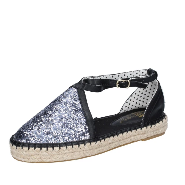 Chaussures Femme O-JOO 39 Ue Sandales Argenté Noir Glitter Cuir BR122-39
