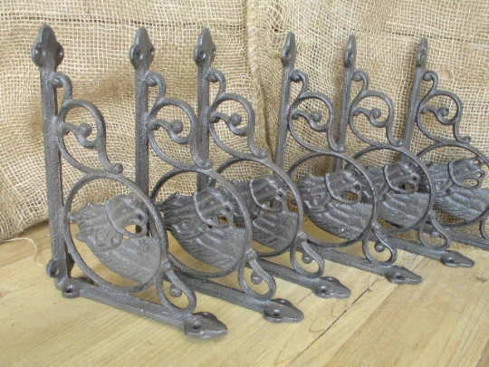 6 Cast Iron Style HORSE Brackets Garden Braces Shelf Corbels Rustic Corbels Farm