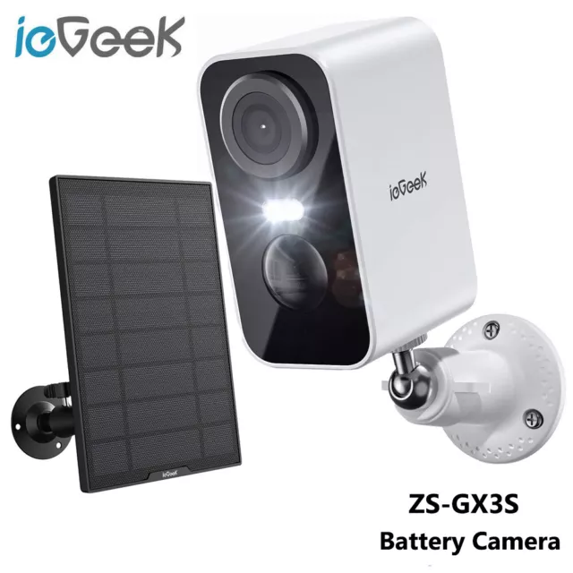 ieGeek 2K Outdoor Wireless Security Camera WiFi Home Solar/Battery CCTV System