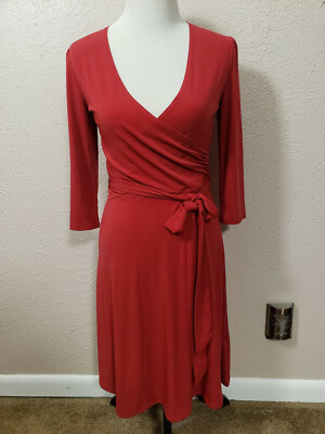 Apt. 9 Women's Stretch Red Faux Wrap Dress Size S Small - Beautiful Spring Dress