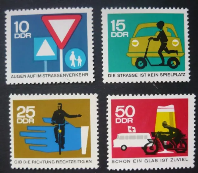 ROAD SAFETY MNH 1966 TRAFFIC SIGNS DDR Germany, cars, trucks, transport vehicles