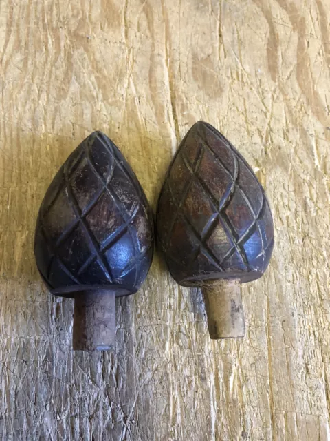 Pr Carved Wood Finial Pediments
