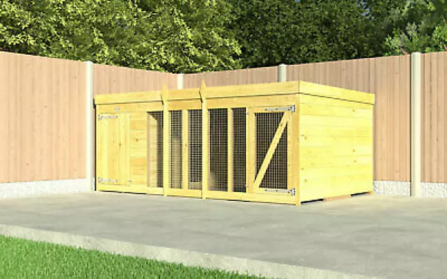 Dog Kennel & Run 10ft x 6ft Fully Pressure Treated Tanalised Timber