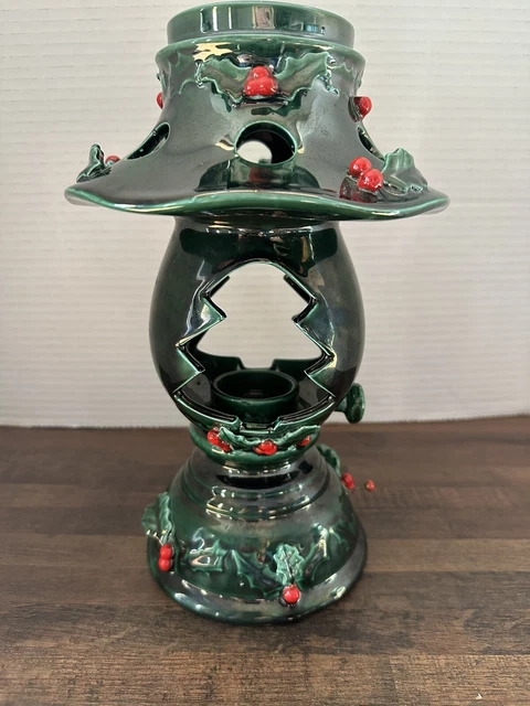 Lefton Candle Votive Tea Light Music Vtg Holly Berry XMAS Lamp 2692  Japan Flaw