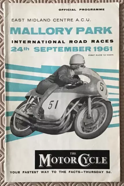 MALLORY PARK 24 Sep 1961 INTERNATIONAL MOTOR CYCLE ROAD RACES Programme