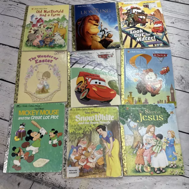 LITTLE GOLDEN BOOKS  VARIOUS TITLES & YEARS lot of 9 cars  easter disney more