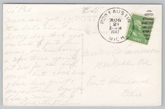 Port Austin on the Tip Of Michigan's Thumb~Cottages On Lake Huron~1947 RPPC 2