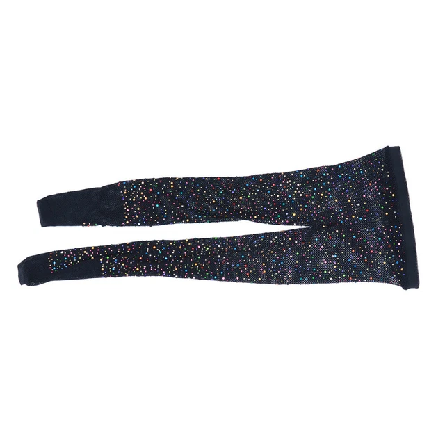 Calze sexy vita alta mesh aderenti sparkle strass calze a rete collant
