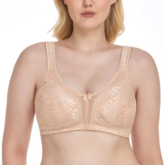 UK Ladies Firm Control Lace Non Wired Full Coverage Minimiser Bra