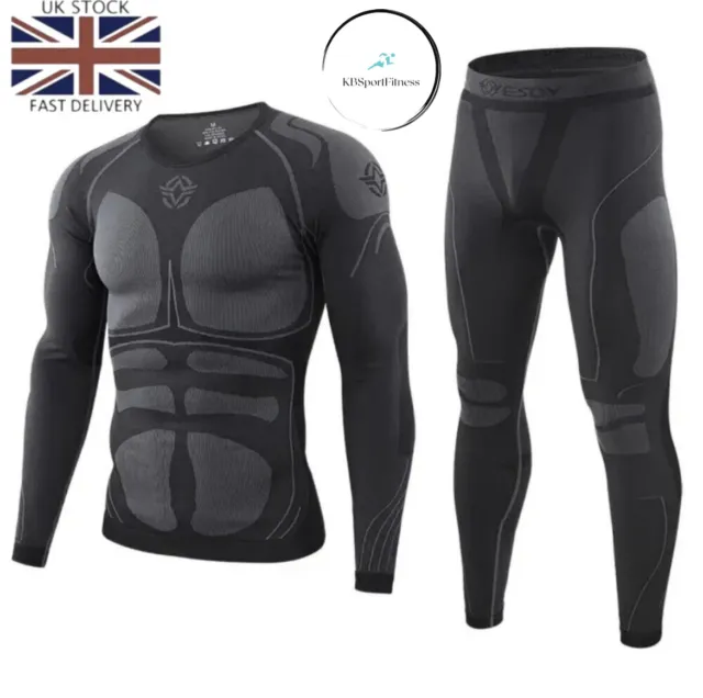 Mens Compression Base Layer Thermal Underwear Set Soft Fleece Lined Long Johns