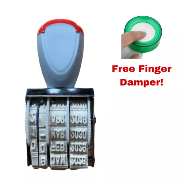 NEW Rubber Date Stamper 2019-30 Adjustable Day/ Month/Year + FREE Finger Damper