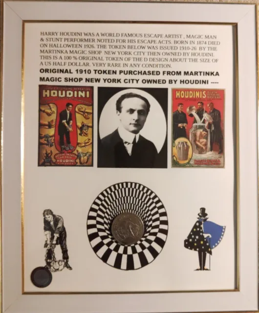 Original Martinka Magic Shop Token From Store Owned By Houdini Framed  Very Nice