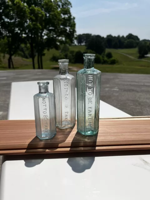 Antique Clear/Aqua Poison Bottle KH Lot