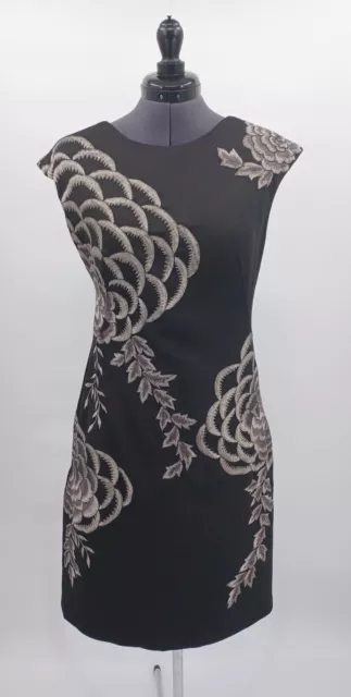 Sue Wong Nocturne Black Gray Floral Embroidered Dress Size 6