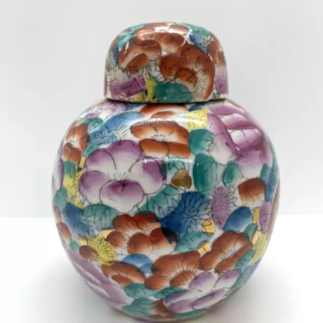 Chinesische orientalische Keramik Blumen Ingwer Glas Urne Topf Ornament Sammler Dekor