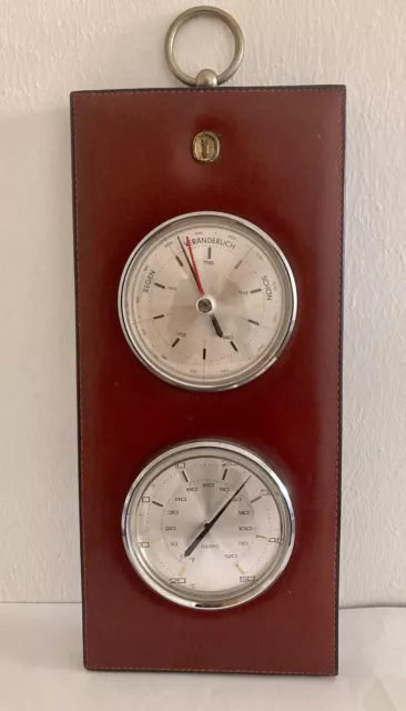 Goldpfeil Sport Wetterstation Thermometer Barometer  Leder 80er