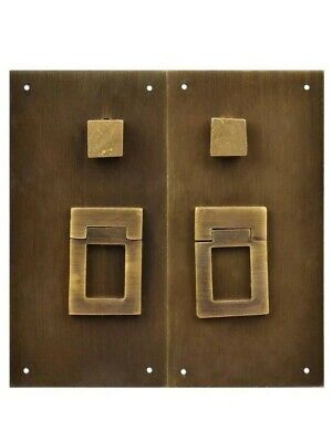 Chinese Brass Hardware Square in Square Plate - Set of 2 JJ321104