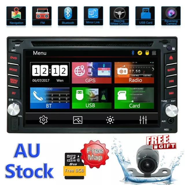 Double Din 6.2 Car Stereo Sat Nav GPS DVD Player Stereo Head Unit USB AUX SD MAP