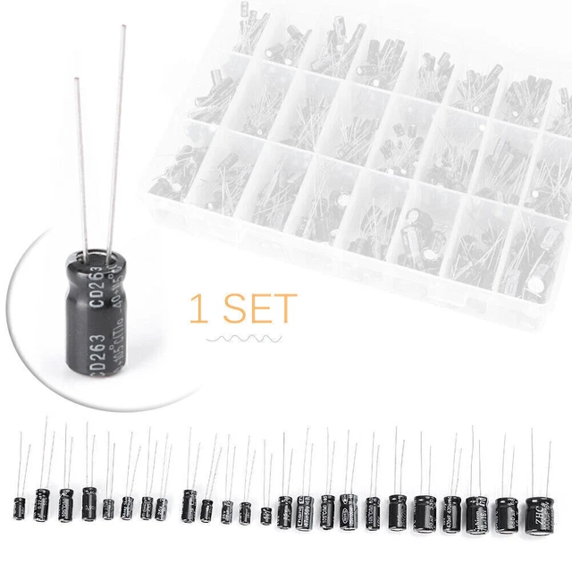 500Pcs 24Value Electrolytic Capacitor Assortment Element Pack Box Set 0.1-1000UF