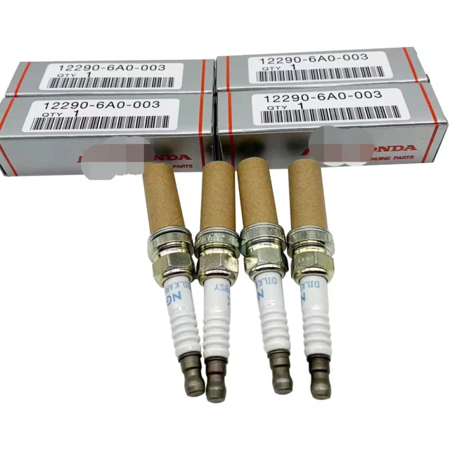 4PC  12290-6A0-A01 Spark Plug (DILKAR8P8SY) New  Factory Part for Honda  US BSET