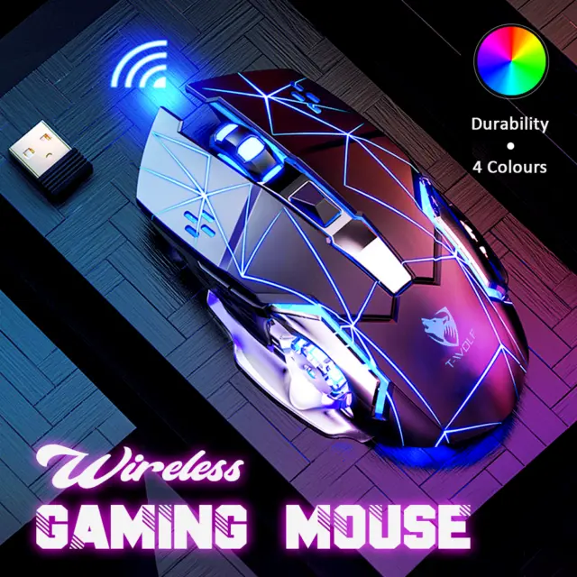 2.4 GHz Optical Wireless Gaming Silent Mice RGB LED Ergonomic Laptop PC Computer