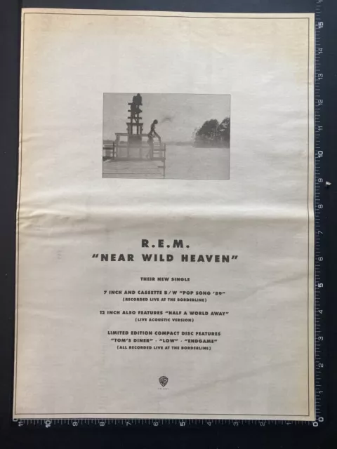 REM - NEAR WILD HEAVEN 1991 15X11" Poster Sized Press Advert L213