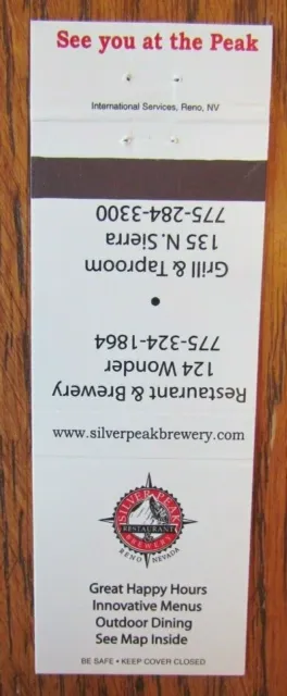 Silver Peak Brewery Brew Pub Matchbook Matchcover (Reno, Nevada) -E1