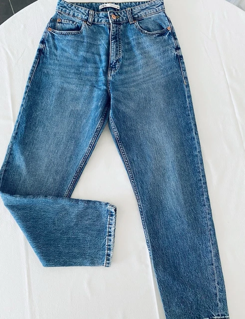 Jean Stretch Zara Blanc Taille Haute - Taille 36/38 (S), Occasion Très Bon état, Coupe Régulière