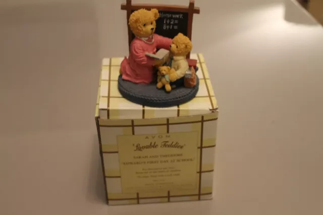 Lovable Teddies Sarah & Theodore "Edwards First Day At School" Avon - new boxed