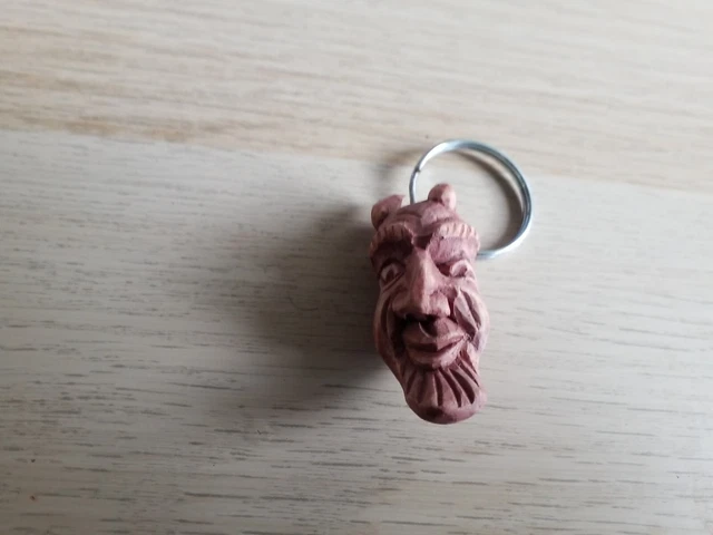 Wooden DEVIL EVIL traditional Handmade, Keychain