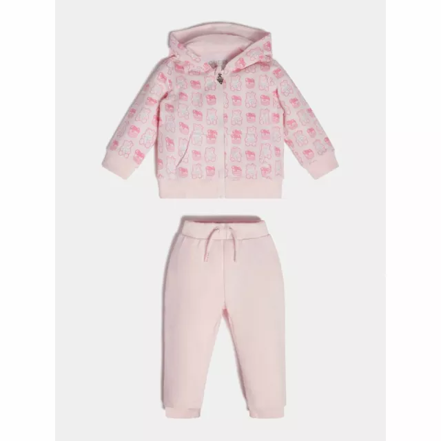 GUESS Set tuta rosa bambina neonata felpa con cappuccio+pantalone 12 18 mesi