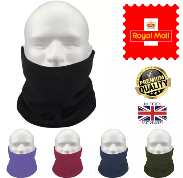 NEW Men's or Women's Thermal Fleece Neck Warmer Drawstring Snood Scarf Ski Hat