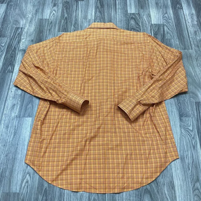 TAILORBYRD Button Down Collar Orange Plaid Woven Shirt Men's Size Large 3