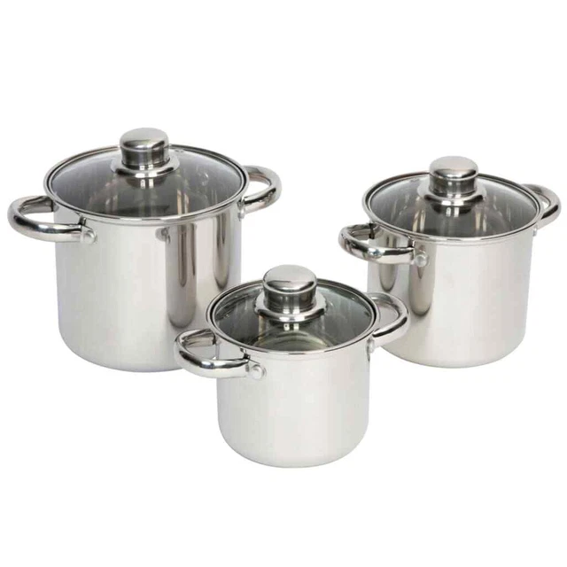 Bo-Camp set pentole 3 pezzi pentole acciaio inox Royal Plus 1,3 L 2 L 3L 2100940 vid