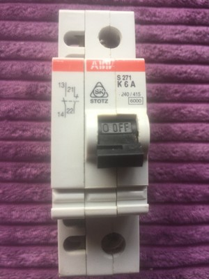 ABB S271 K 6 Amp 6000 dotato di S2-H AUX contatto MCB Interruttore Automatico 
