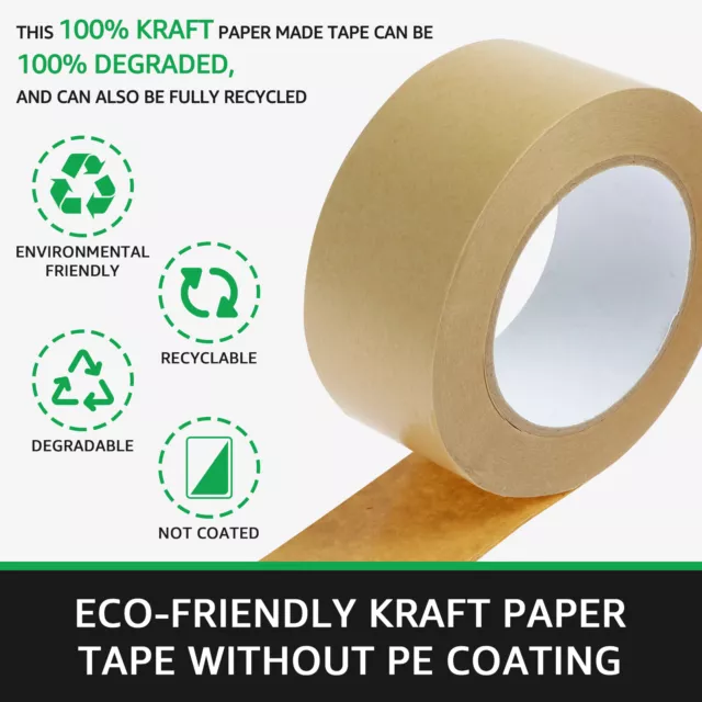 6Pcs Brown Kraft Paper Tape Yard Self-Adhesive Masking Waterproof Packing ⚥